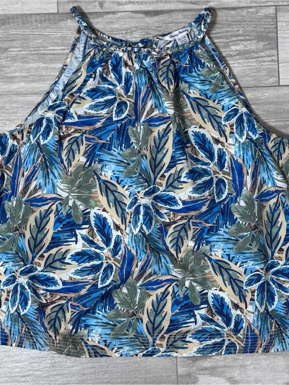 Tommy Bahama Blue & Green Tropical Halter Size XL - Picture 2 of 7